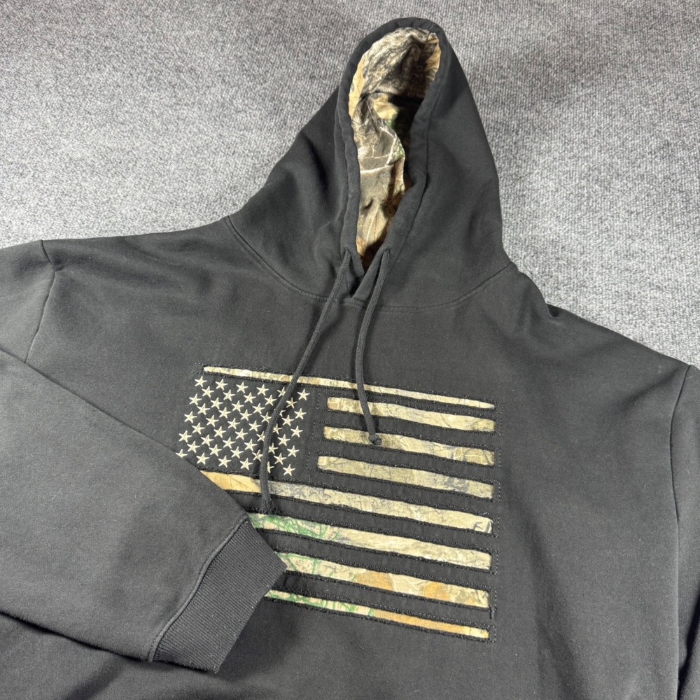 Buck Wear Mens XXXL Black American Flag Camo Hoodie Sweatshirt Camouflage